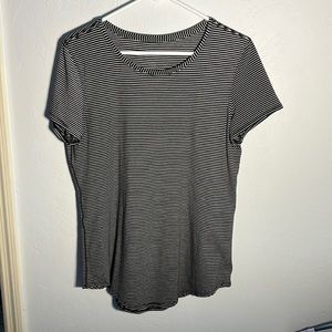 EUC Lululemon crew tee, size 8, black and white stripes